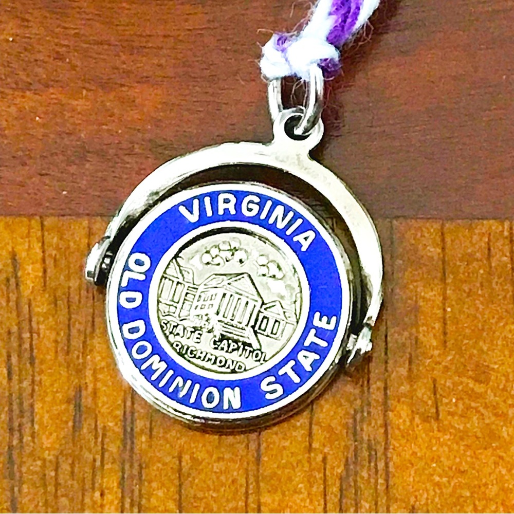 Vintage Sterling Silver and Enamel Virginia Spinner Souvenir Travel Charm